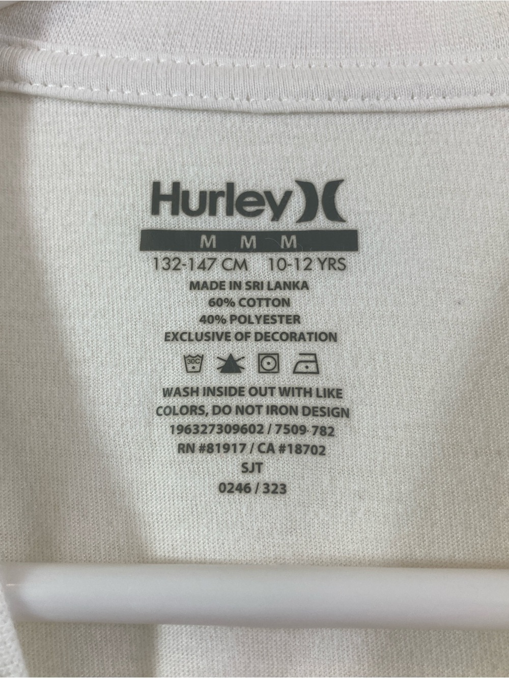 Hurley White Beach Graphic Long Sleeve Tee Kids Size M 10-12 - Picture 3 of 5